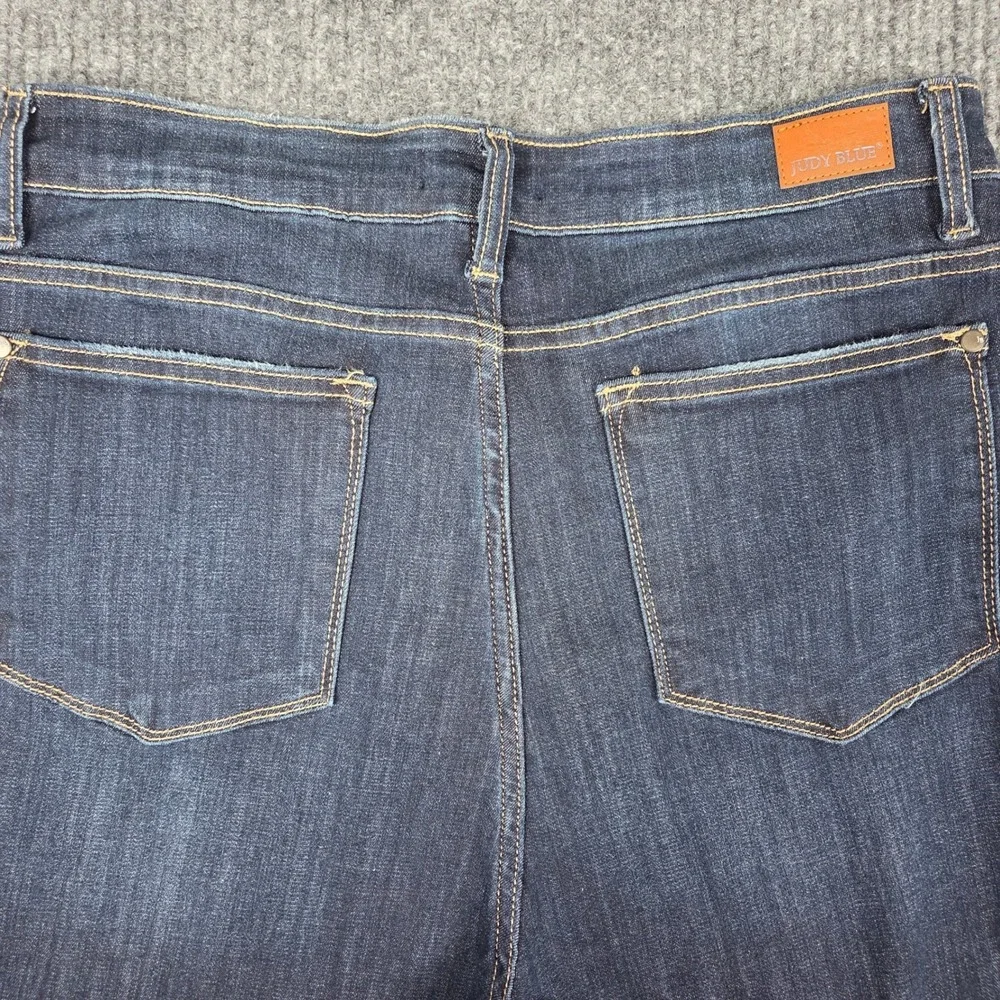 Judy Blue Los Angeles Dark Wash Flare Raw Hem Jeans Size 15/32(29) Blue Stretch